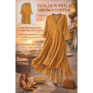 Boho High Low Sunset breezy flowy Maxi Dress Beach Stroll Rhinestone Button
